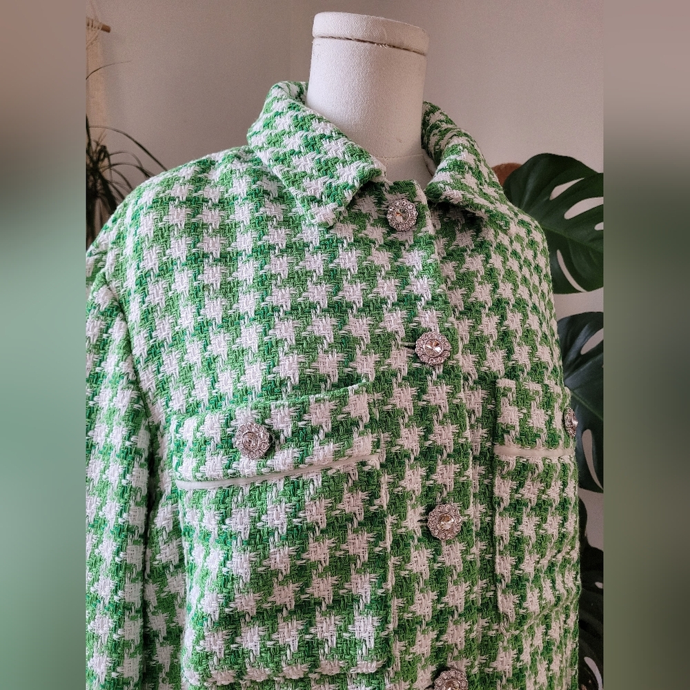 Esqualo Green Houndstooth Women's Jacket - Picture 2 of 8